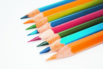 Set of sharpened colored pencils