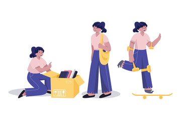 Character Poses Illustration concept. Flat illustration isolated on white background.