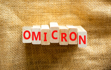 Covid-19 new omicron strain symbol. The concept word Omicron on wooden blocks. Beautiful canvas...