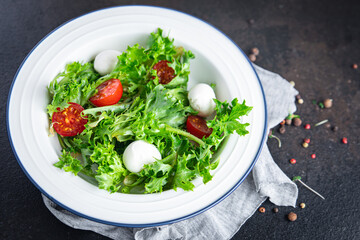 salad mozzarella tomato lettuce vegetable meal snack copy space food background rustic vegetarianism