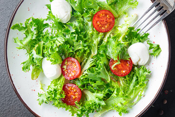 salad mozzarella tomato lettuce vegetable meal snack copy space food background rustic vegetarianism