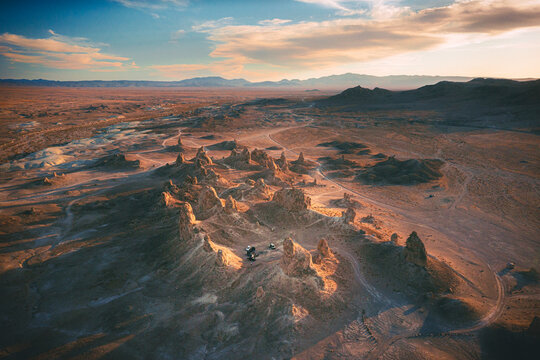 Overlanding at Trona Pinnacles at sunset