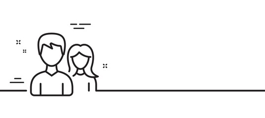 Couple line icon. Users Group or Teamwork sign. Male and Female Person silhouette symbol. Minimal line illustration background. Couple line icon pattern banner. White web template concept. Vector