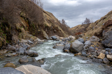 view of a winding mountain river