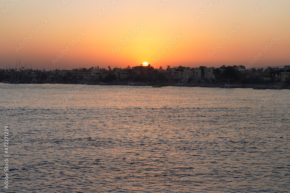 Sticker Sunset in Nile river, 2021.