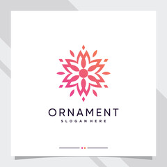Ornament logo design template with line art style