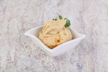 Traditional Jewish Hummus with olive oil