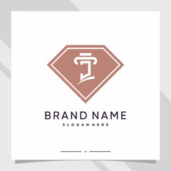 Creative diamond combined law logo design initial letter j