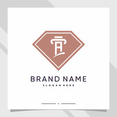 Creative diamond combined law logo design initial letter a