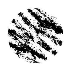 Hand drawn abstract grunge vector circle with charcoal or ink scribble made with rough brush in black monochrome color as a textured design element. Isolated on a white background