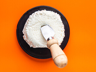 brynza head of cheese meal snack on the table copy space food background rustic. top view keto or paleo diet