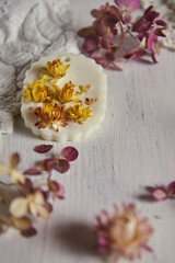 Aroma sachet. home decoration made using hand made technique. natural trendy eco decor made of wax. Floral decor.