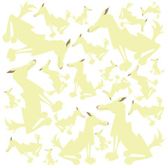 Illustration of wolves on white background.