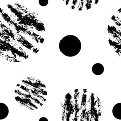 Abstract vector pattern with scribble shapes in doodle style in black monochrome color as a template for textile or web headers and banners or flyers. Seamless texture
