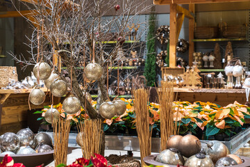 Close up of Christmas ornaments and decorations.