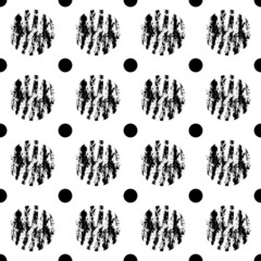 Abstract vector pattern with scribble shapes in doodle style in black monochrome color as a template for textile or web headers and banners or flyers. Seamless texture