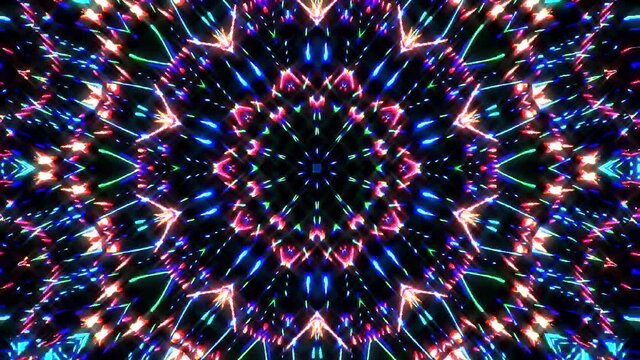Abstract kaleidoscope shining beautiful red blue line smooth motion with shining light motion