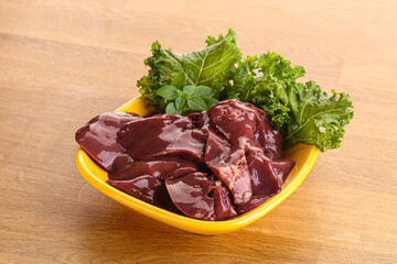 Raw chicken liver in the bowl