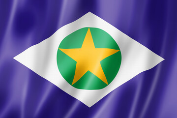 Mato Grosso state flag, Brazil - obrazy, fototapety, plakaty