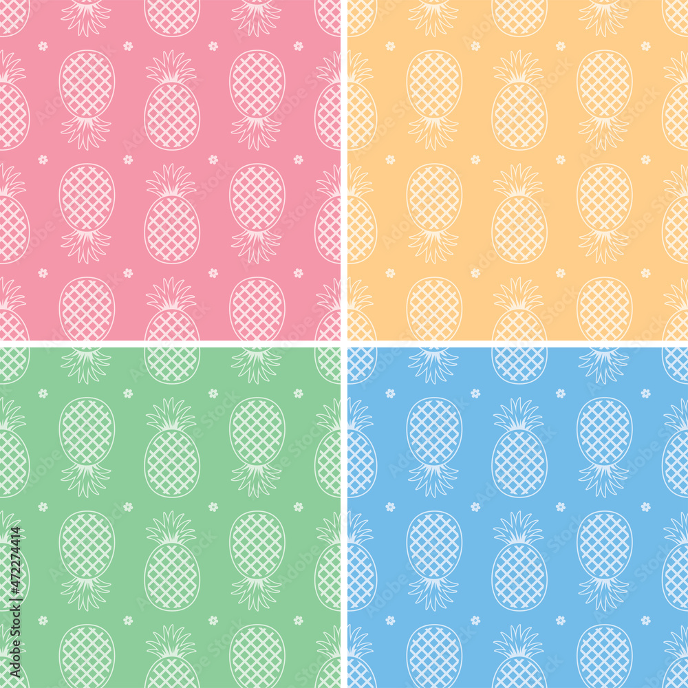 Aufkleber vector collection of seamless repeating pineapple patterns