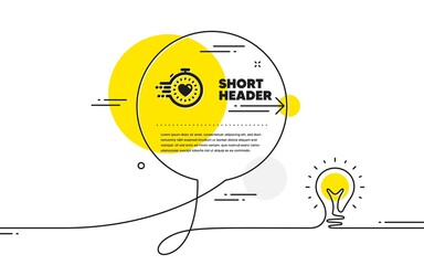 Fototapeta premium Timer icon. Continuous line idea chat bubble banner. Time management sign. Stopwatch with heart symbol. Timer icon in chat message. Talk comment light bulb background. Vector