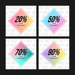 Gradient social media sale posts collection. Marketing and business design templates.