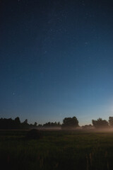 Fototapeta na wymiar Moonrise over the field on a summer starry night