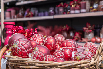 Close up of Christmas ornaments and decorations.