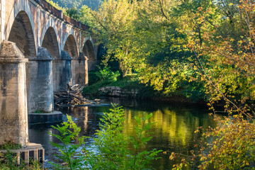 Bridge over the river Vezere in Les Eyzies. France.
