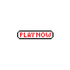 Pixel art 8-bit Play now, isolated vector illustration