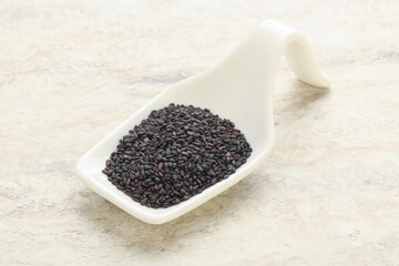 Black sesame seeds in the bowl