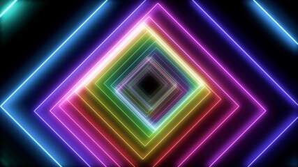 Tube Neon lines rainbow colored 3D illustration background