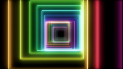 Tube Neon lines rainbow colored 3D illustration background