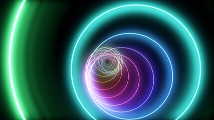 Tube Neon lines rainbow colored 3D illustration background