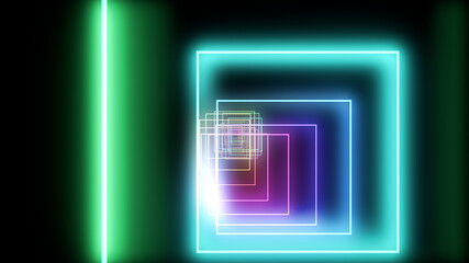 Tube Neon lines rainbow colored 3D illustration background