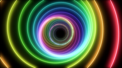 Tube Neon lines rainbow colored 3D illustration background