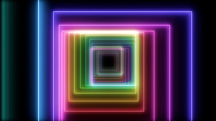 Tube Neon lines rainbow colored 3D illustration background
