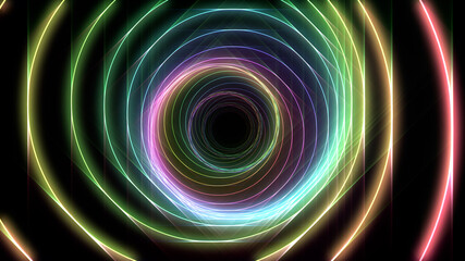 Fototapeta na wymiar Tube Neon lines rainbow colored 3D illustration background