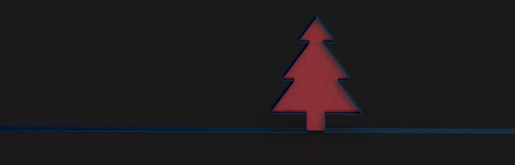 merry christmas card modern 3d minimal tree