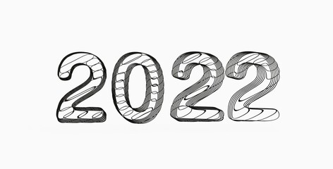 year 2022 in numbers 3d modern