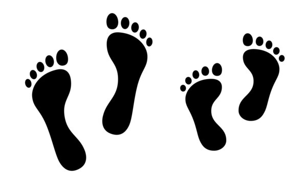 Human footprints and Baby footprints. Baby feet icon - stock vector.