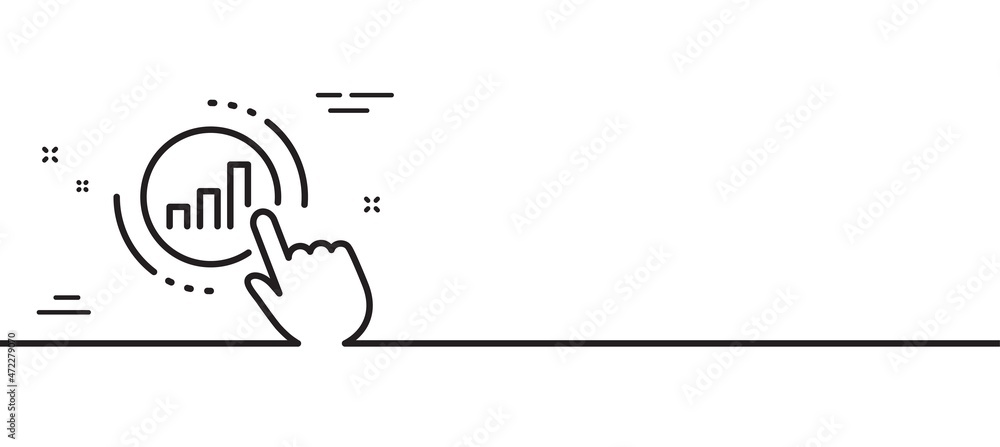 Poster statistics line icon. column chart sign. growth graph diagram symbol. minimal line illustration back