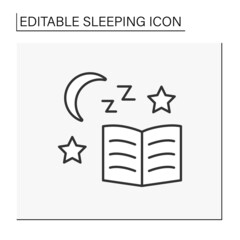 Reading line icon. Read book before sleeping. Deep rest. Sleeping concept. Isolated vector illustration. Editable stroke