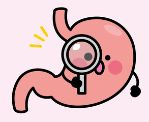 胃　キャラクター　虫眼鏡