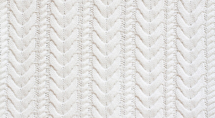 Double cable knitting stitch pattern, knitted clothes texture