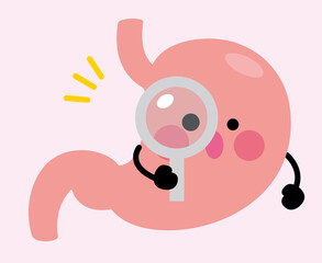胃　キャラクター　虫眼鏡