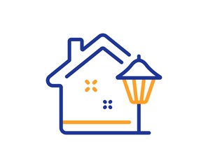 Street light line icon. Outdoor lamp sign. House illuminate symbol. Colorful thin line outline concept. Linear style street light icon. Editable stroke. Vector