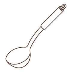 Illustration of cooking ladle. Stylized kitchen and restaurant utensil.