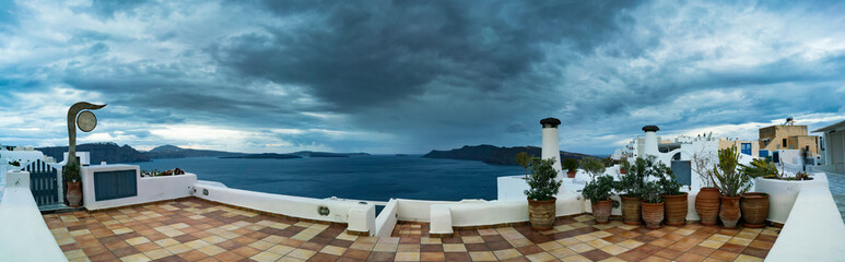 Panorama of Oia town. Oia Santorini Island