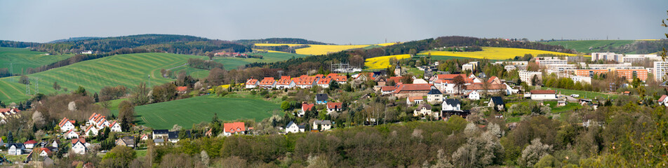 Fototapeta na wymiar Panorama of the village in Germany